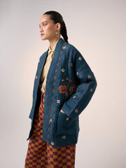 Quilted Front Open Jacket Set