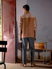 Linen Panelled Shirt - CordStudio